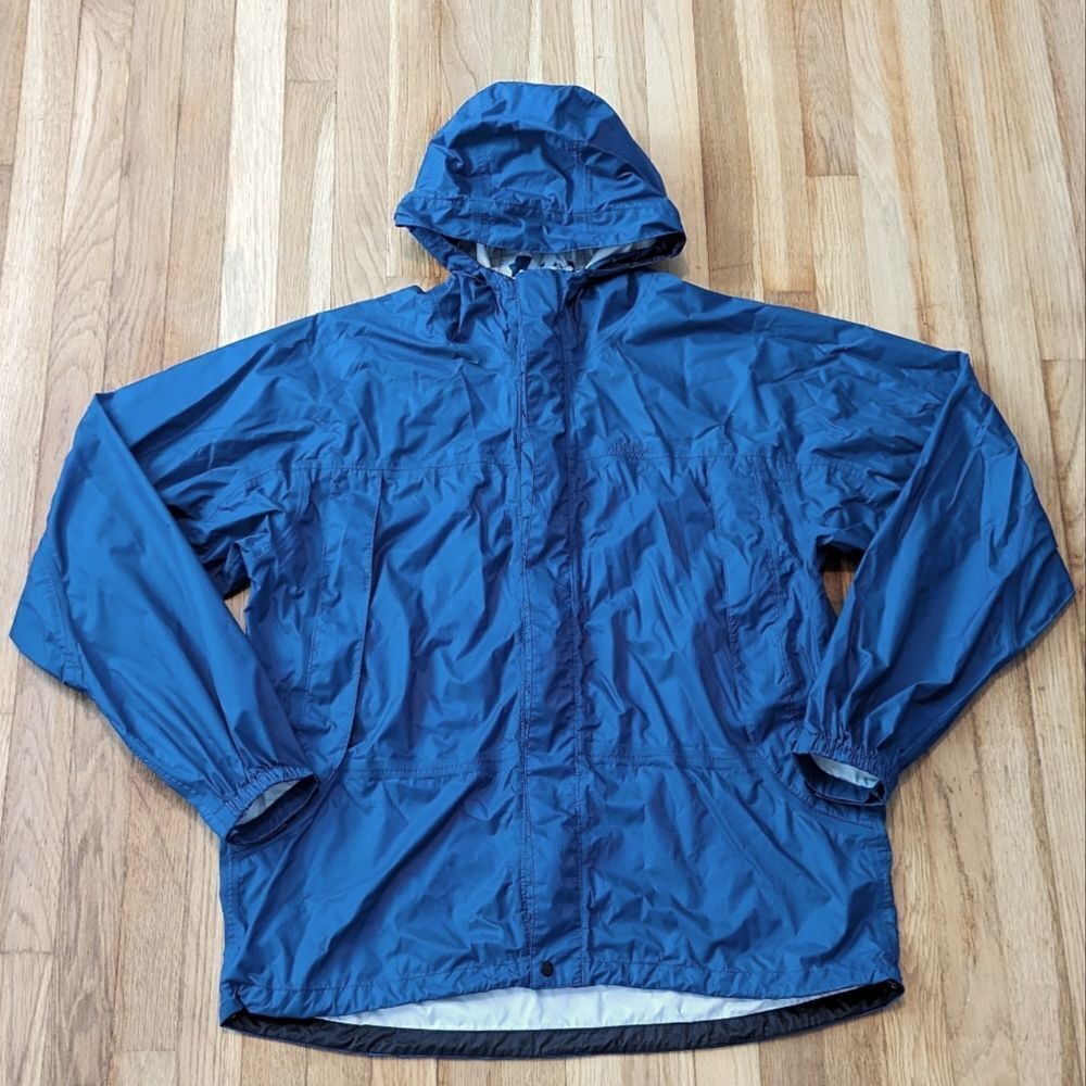 L.L. BEAN Men's Blue Hooded Rain Jacket